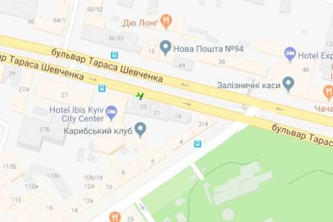 Бэклайт A в Киеве, 1.2x1.8  Шевченка Тараса бульв., 23 схема