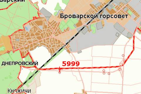 Билборд A в Бровары, 3x6  Київ - Чернігів, 10 км + 710 м (справа у напрямку г.Київ 3км. до Броварів) схема