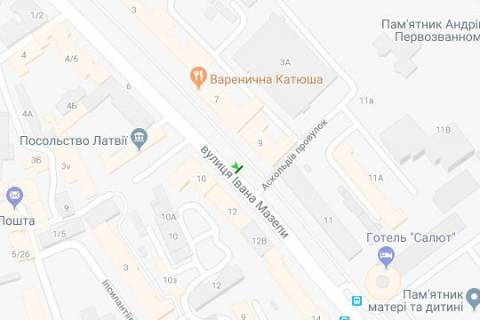 Ситилайт B в Киеве, 1.2x1.8  Івана Мазепи вул., 9 схема