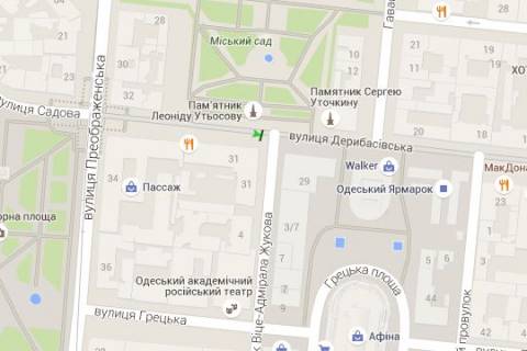Бэклайт A в Васильевке, 1.2x3.6  Дерибасівска вул., 31 - Віце-Адмірала Жукова вул. схема