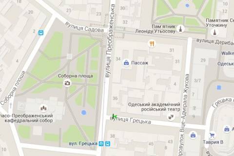 Citylight A in Vasylivka, 1.2x1.8  Grec'ka st., 52 - Preobrazens'ka st., 36 - Soborna pl. scheme