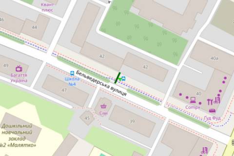 Ситилайт A в Ивано-Франковске, 1.2x1.8  Бельведерська (Московська) вул., 42 схема