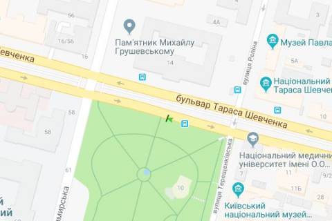 Беклайт B у Києві, 1.2x1.8  Шевченка Тараса бульв., 14 №2 схема