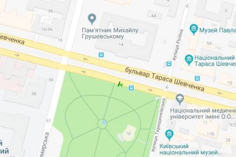Ситилайт B в Киеве, 1.2x1.8  Шевченка Тараса бульв., 14 №2 схема