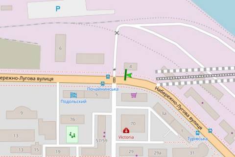 Бэклайт A в Киеве, 1.2x1.8  Набережно-Лугова вул., 4 схема
