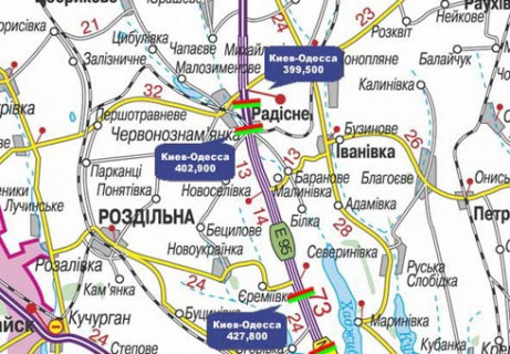 Билборд B в Одессе, 3x18  Траса M-05, Київ-Одеса, 402,900  (Напрямок з  Києва в Одесу) схема