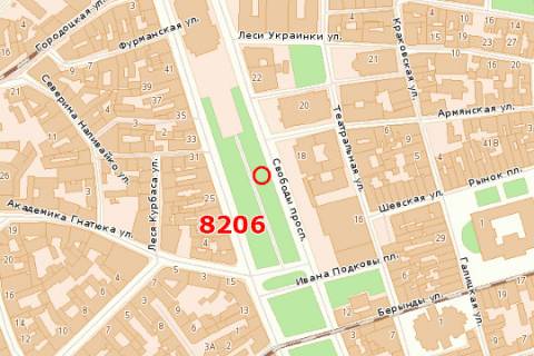 Бэклайт B в Львове, 1.2x3.6  Свободи просп., 18 схема