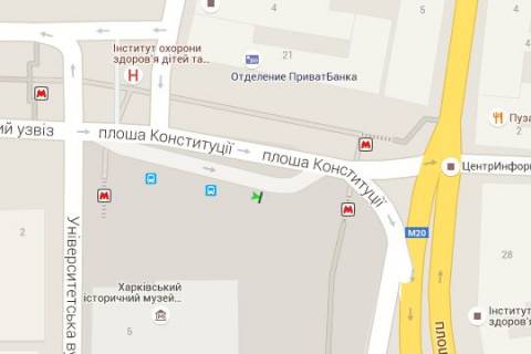 Нестандарт A в Харькове, 1.2x1.8  Конституції пл. - Університетська вул., (зупинка) №3 (А) схема
