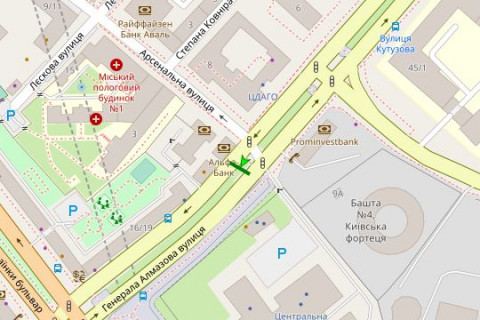 Scrolller, Scroll A in Kyiv, 1.2x1.8  Алмазова Генерала вул. (Кутузова вул.), 12 на розділювальній смузі (у напрямку Лесі Українки) - 166306 scheme