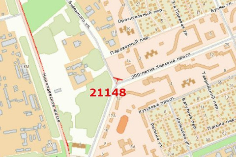 Билборд B в Васильевке, 3x6  200-річчя Херсона просп. - Полковника Кедровського вул. (Будьонного вул.) (рядом магазин стройматериалов) схема