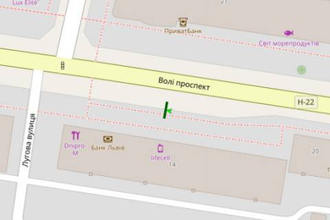 Ситилайт B в Луцке, 1.2x1.8  Волі просп., 14 (№2) схема
