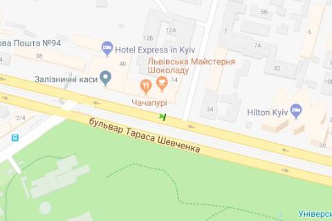 Бэклайт B в Киеве, 1.2x1.8  Шевченка Тараса бульв., 36 схема