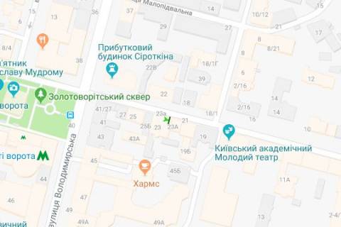 Беклайт A у Києві, 1.2x1.8  Прорізна вул., 23 схема