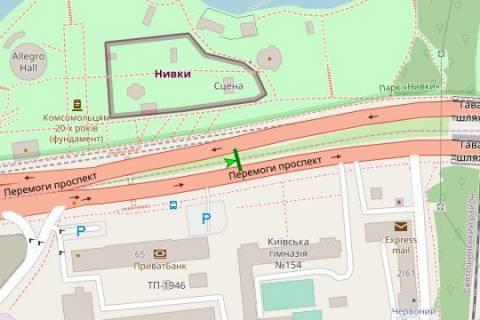 Бэклайт A в Киеве, 8x4  Берестейський просп., 63 (у напрямку пл.Перемоги) схема