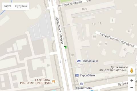 Бэклайт A в Харькове, 1.2x1.8  Науки просп. (Леніна просп.), 38 (№2) схема