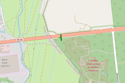 Билборд A в Киеве шосе Берестейське (шосе Брест-Литовське), 20км+750, (ліворуч) (в напрямку Киэва) схема