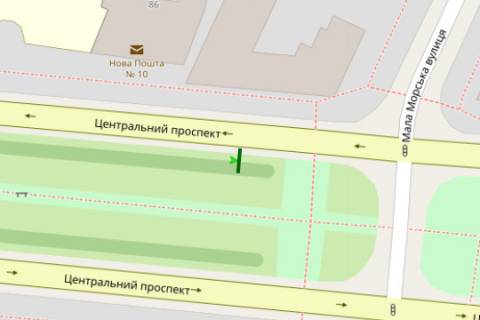 Ситилайт B в Николаеве, 1.2x1.8  Центральний просп. (Леніна просп.) - Мала Морська вул., (№2) схема