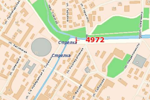 Билборд A в Сумах, 3x6  1-а Набережна р. Стрілки вул., (Сахарники) схема