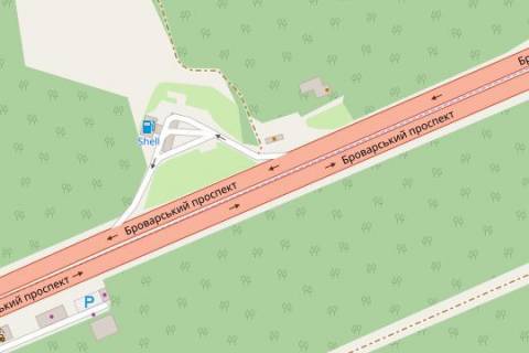 Билборд B в Киеве, 3x6  Броварський просп., перехр. з автодорогою Київ-Чернігів-Нові-Яриловичі (на виїзді з Броварів) схема