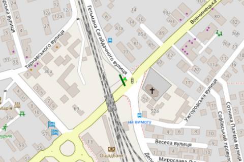Билборд A в Ивано-Франковске, 3x6  Вовчинецька (Гагаріна) вул. - Гетьмана Сагайдачного вул. схема