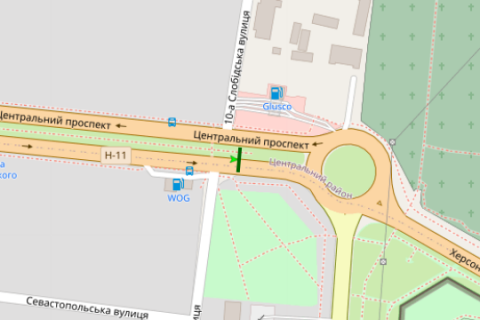 Billboard A in Mykolaiv, 3x6  Central'nij prosp. (Lenina prosp.) - 10 Slobids'ka st. (Lunacars'kogo st.), (No2) scheme