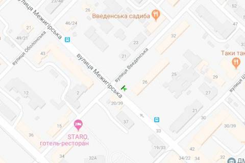 Бэклайт A в Киеве, 1.2x1.8  Межигірська вул. - Введенська вул., 26 схема