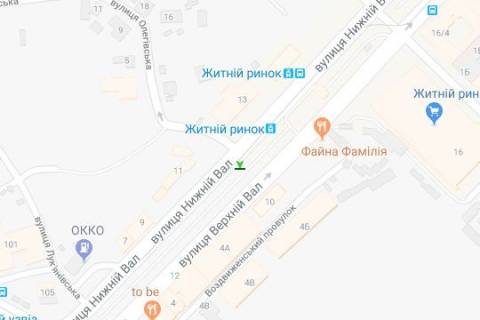 Ситилайт A в Киеве, 1.2x1.8  Нижній Вал вул., 11, бульварна частина схема