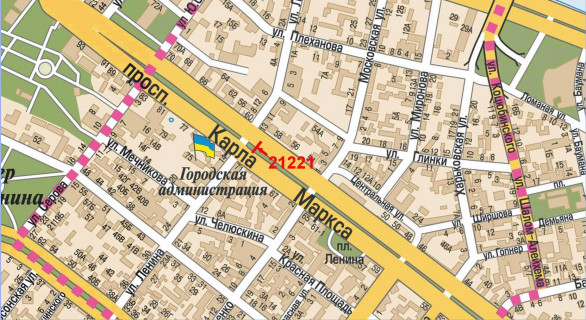 Бэклайт A в Днепр (Днепропетровск), 1.2x1.8  Дмитра Яворницького (Карла Маркса) просп. - Воскресенська вул. (Леніна вул.), (зупинка) №13 схема