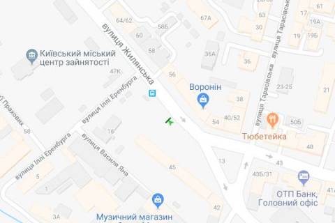 Бэклайт B в Киеве, 1.2x1.8  Жилянська вул., 45  схема
