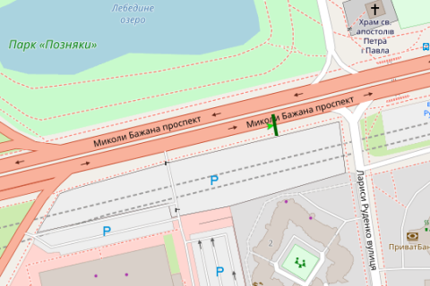 Billboard A in Vasylivka, 3x6  Mikoli Bazana prosp. - Larisi Rudenko st. (u napramku Harkivs'koi pl.) scheme