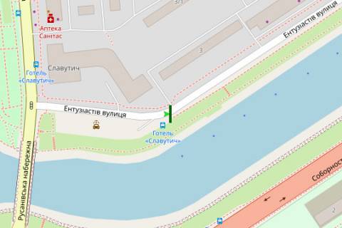 Скролер, Скрол A у Києві, 2.3x3.14  Ентузіастів вул., Готель "Славутич" - Русанівська наб. - 107596 схема