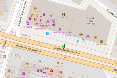 Citylight B in Kyiv, 1,2х1,8  Peremogi prosp., 24 scheme