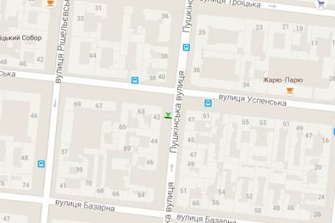 Citylight B in Vasylivka, 1.2x1.8  Puskins'ka st., 42 - Uspens'ka st. scheme