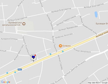 Билборд A в Бровары, 3x6  Київська вул., 69 - Коцюбинського пров., через 240м після перехрестя з Відродження вул. (кол. Пушкіна). та Красницького повіту вул. (кол. Сєрова) схема