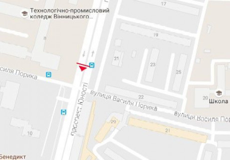 Призма A в Виннице, 3x6  Юності просп., 8 - Василя Порика вул. (Порика Василя вул.) - 654602 схема