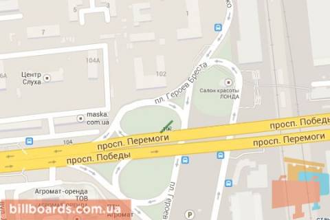 Билборд A в Киеве, Нестандарт  Грушевського Михайла вул., 28/2 (Маріїнський парк), в напрямку метро Арсенальна схема