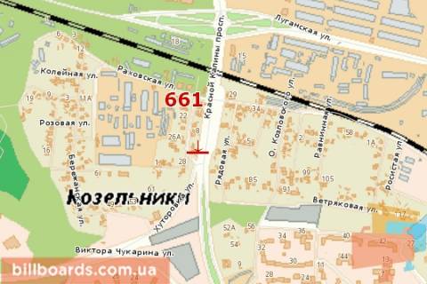 Билборд A в Львове, 3х6  Червоної Калини просп., 33 - Колодзінського вул. схема