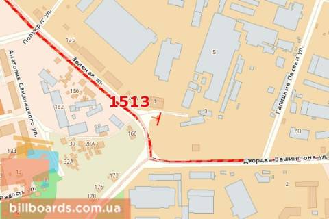 Билборд A в Львове, 3х6  Зелена вул., 166 - Анатолія Свидницького вул., 1 схема
