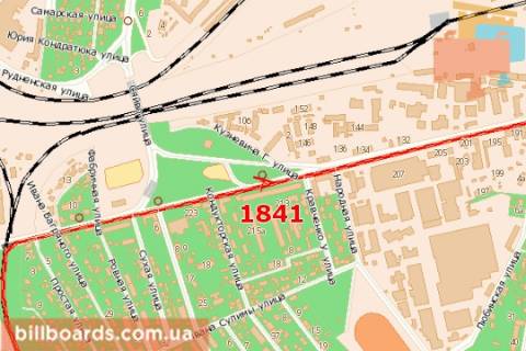 Билборд B в Львове, 3x6  Городоцька вул. - Кузневича Г. вул. (в центр) схема