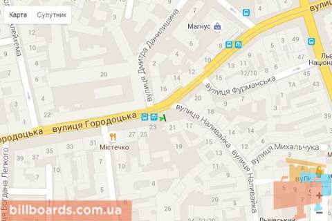 Ситилайт A в Львове, 1,2х1,8  Городоцька вул., 21 (в центр) схема