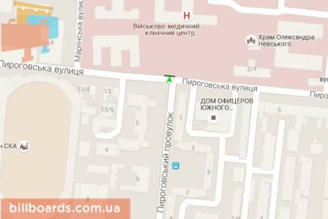 Білборд, Бігборд (Борд)  A у Одесі, 3x6  Пироговського вул. - Шевченка просп. схема