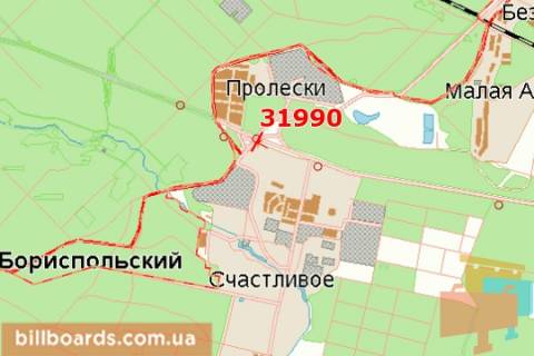 Сiтiлайт A у Києві Київ - Бориспіль, 13км + 300м до Києва (другий міст) (в напр. Києва) схема