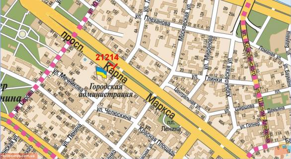 Ситилайт A в Днепр (Днепропетровск), 1.2x1.8  Дмитра Яворницького (Карла Маркса) просп. - Воскресенська вул. (Леніна вул.), (зупинка) №8 схема