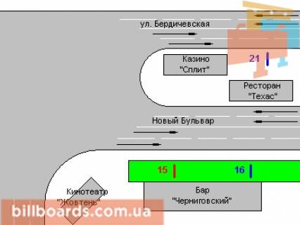 Ситилайт B в Житомире, 1,2х1,8  Новий бульв., 1 схема