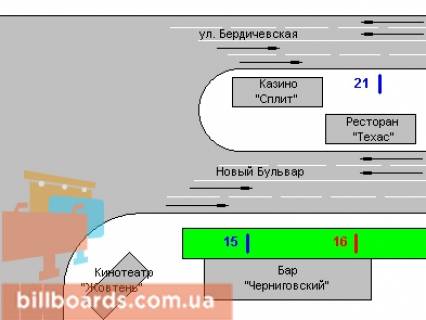 Ситилайт A в Житомире, 1,2х1,8  Новий бульв., 1 схема