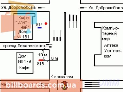Ситилайт B в Запорожье Соборний просп., 181 - Фанатська (Добролюбова) вул., 17 схема