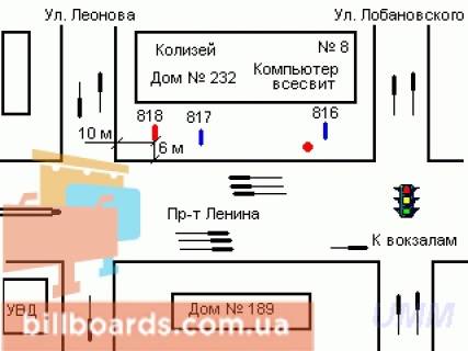 Ситилайт B в Запорожье Соборний просп., 232 - Парковий бульв. (Леонова вул.), 8 схема