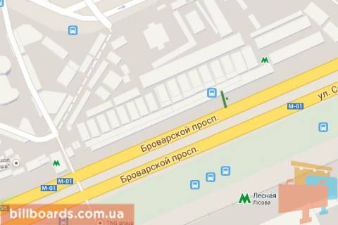 Билборд A в Киеве Броварський просп., : выход со ст. метро "Лісова"; №2 (в напрямку Братиславської вул.) схема