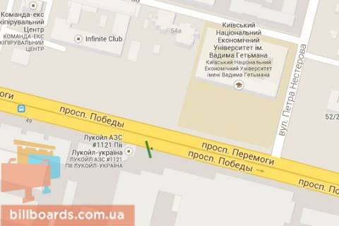 Билборд B в Киеве просп. Берестейський (Перемоги)., 49/2: завод "Більшовик", АЗС "Лукойл"; №1 (в напр. ст.метро "Нивки") схема