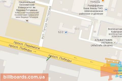 Билборд A в Киеве просп. Берестейський (Перемоги)., : завод "Більшовик", навпроти ст. метро "Шулявська"; №2  (в напр. Галицька площа (Перемоги пл.).) схема